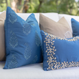 Outdoor Devon Paisley Embroidery Blue Lounge Cushion 55cm