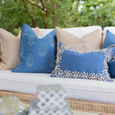 Outdoor Devon Paisley Embroidery Blue Lounge Cushion 55cm