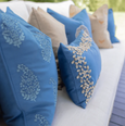 Outdoor Devon Paisley Embroidery Blue Lounge Cushion 55cm