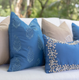 Outdoor Kauri Embroidery Blue Lumbar Cushion