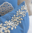 Outdoor Kauri Embroidery Blue Lumbar Cushion