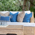 Outdoor Piped Blue & Beige Lounge Cushion 55cm