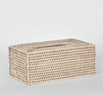 Paume Rattan Rectangle Tissue Box White Wash