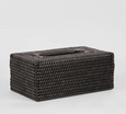 Paume Rattan Rectangle Tissue Box Black