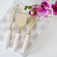 Marble & Stainless Steel Cheese Knives S/3 Gold