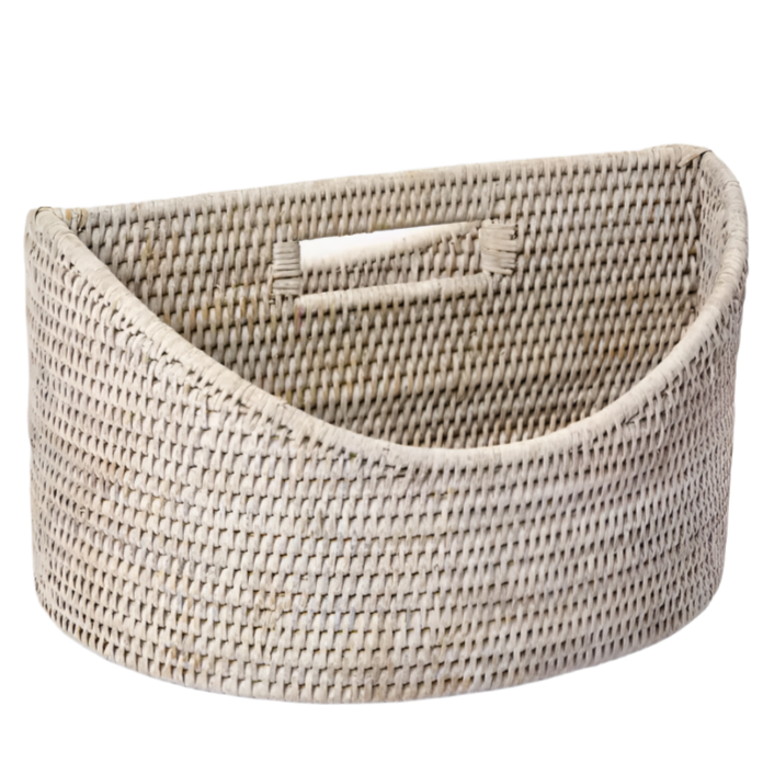 Paume Rattan Magazine Holder Whitewash