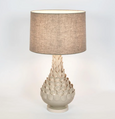 Petal Ceramic Table Lamp with Natural Linen Shade