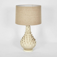 Petal Ceramic Table Lamp with Natural Linen Shade