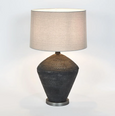 Meridien Black Lamp with Natural Linen Shade