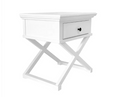 Sorrento Cross Leg Hamptons Side Table With Drawer White