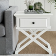 Sorrento Cross Leg Hamptons Side Table With Drawer White