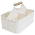 Metal Caddy with Wooden Handle Ivory - Hamptons Style