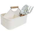 Metal Caddy with Wooden Handle Ivory - Hamptons Style