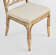 Detail of upholstered seat cushion and woven texture on Dynasty Dining Chair