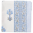 Seabrook blue block print tablecloth folded fabric pattern