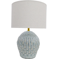 Seabrook ceramic table lamp with textured coastal base and linen drum shade