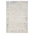 Serenity Ivory Textured Rug with soft distressed ivory and beige pattern and subtle blue accents.