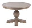Somerset round dining table in weathered oak with pedestal base 120cm