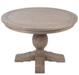 Somerset round dining table in weathered oak with pedestal base 120cm