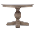 Somerset round dining table in weathered oak with pedestal base 120cm