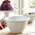 Sophie Conran white porcelain pudding basins with signature ripple design, set of four