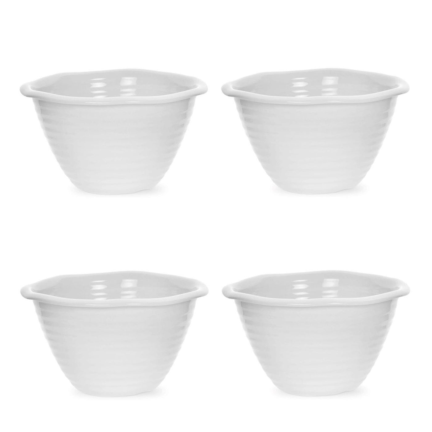 Sophie Conran white porcelain pudding basins with signature ripple design, set of four