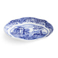 Spode Blue Italian fluted oval dish 21.5cm in fine porcelain with classic blue landscape pattern
