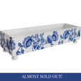 Blue and white floral tidy tray with raised base, featuring classic chinoiserie botanical pattern, ideal for organising bathroom, kitchen or vanity essentials in a Hamptons-style home.