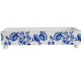 Blue and white floral tidy tray with raised base, featuring classic chinoiserie botanical pattern, ideal for organising bathroom, kitchen or vanity essentials in a Hamptons-style home.