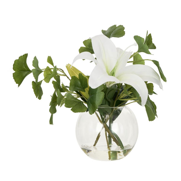 Casa Lily Ginkgo in Phoebe Vase White