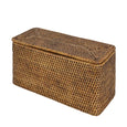 Valley rattan toilet paper holder in brown with woven lid