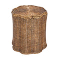 Valley scallop rattan basket in brown with lid and woven texture