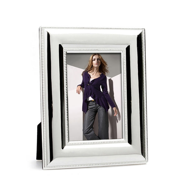 Whitehill Frames - Wide Silver Plated Beaded Photo Frame 13cm x 18cm