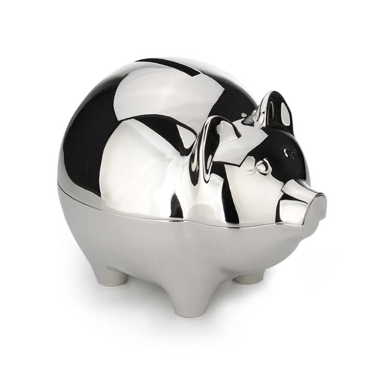 Faux Silver Piggy Bank Money Box