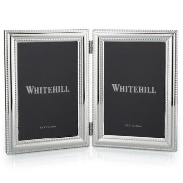 Silver Plated Beaded Double Photo Frame 10cm x 15cm