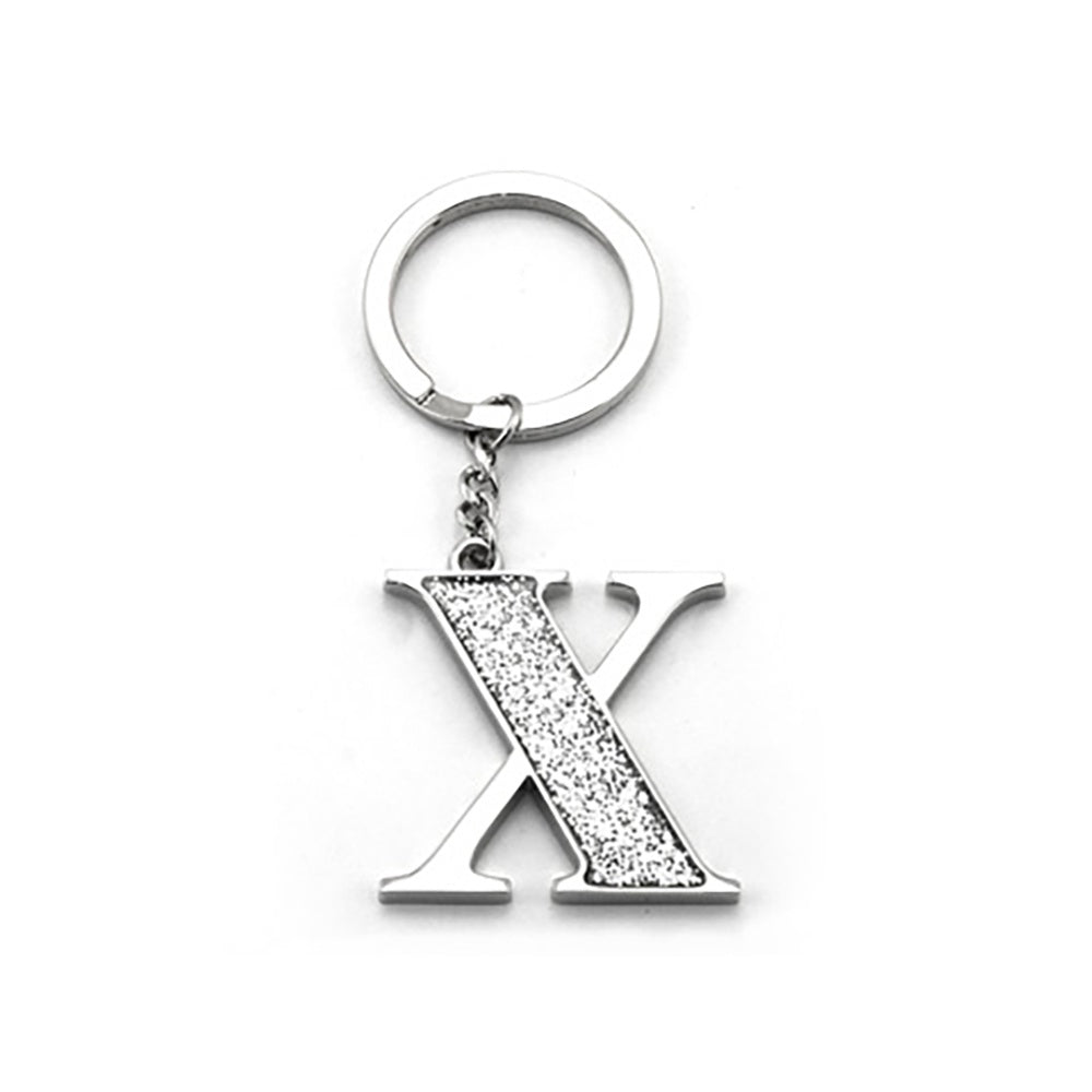 Faux Silver Glitter Keyring "X"