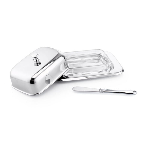 Stainless Steel Rectangular Butter Dish & Butter Knife