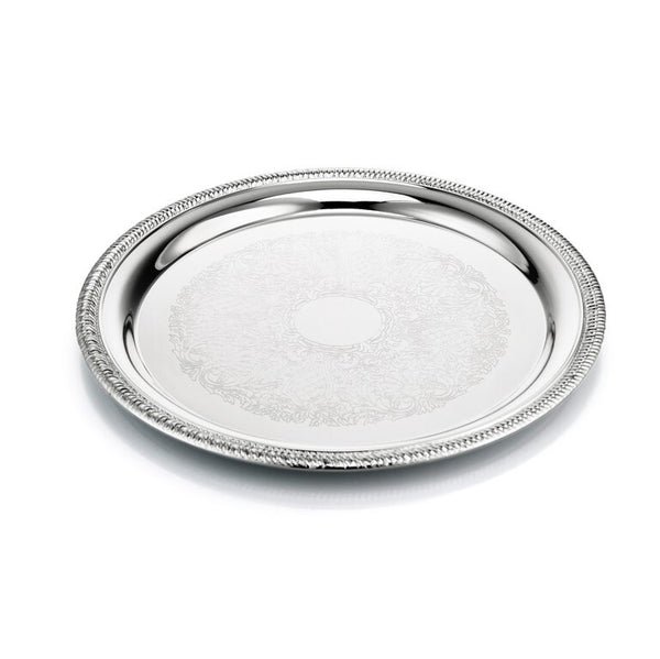 Silver Plated 25.5cm Round Tray, Gadroon Edge