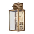 Westpoint antique brass outdoor wall lantern light with glass panels