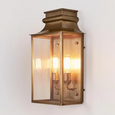 Westpoint antique brass outdoor wall lantern light with glass panels