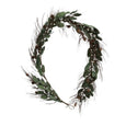 White Berry & Pinecone Swag Large with green foliage, pine needles, pinecones and white berries.