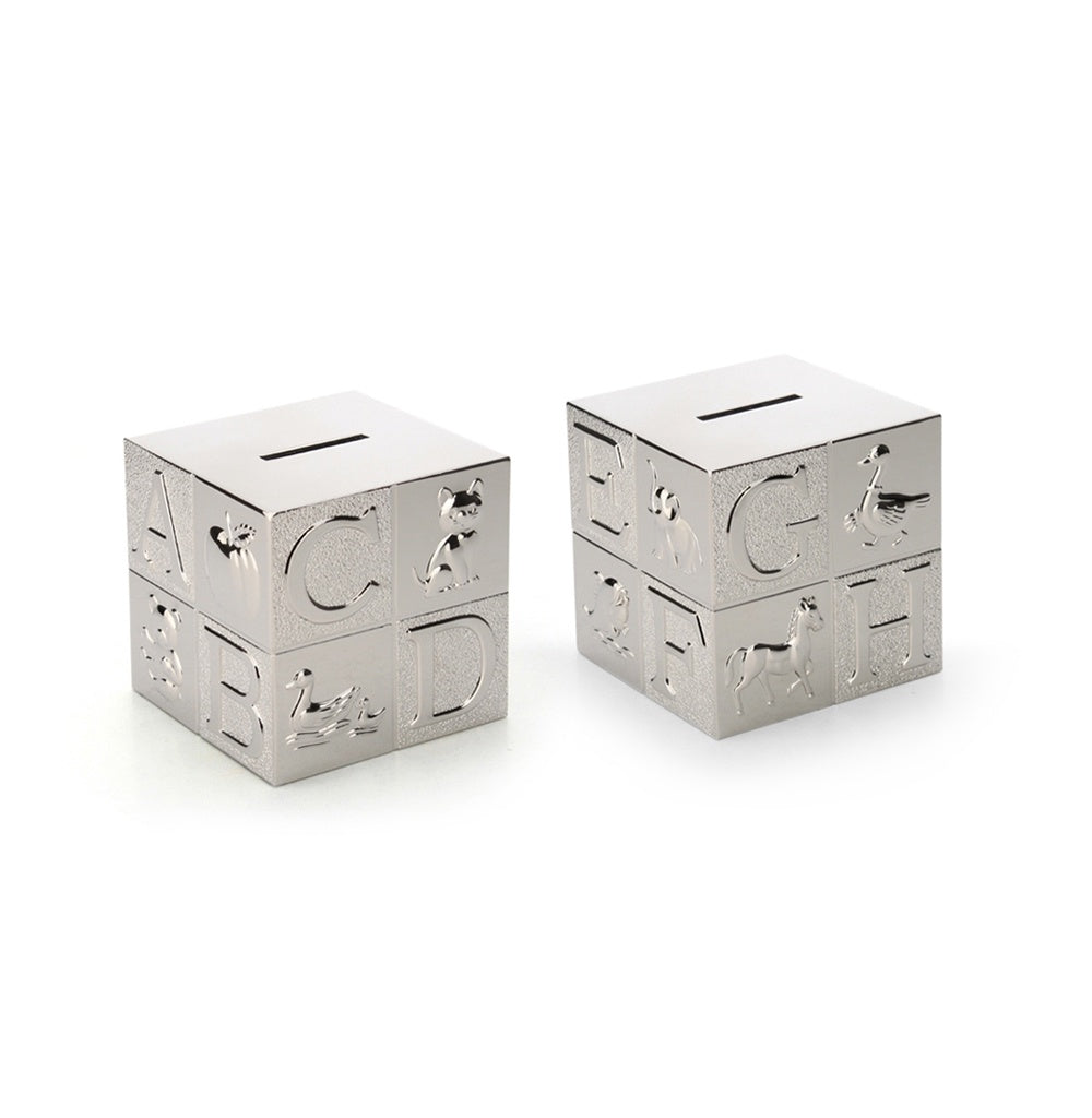 Silver Plated Cube Money Box