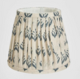 Pleated linen lamp shade with blue botanical pattern small size