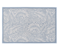 Blue-grey botanical non-slip door mat, 60x90cm, with detailed leaf pattern on timber floor in hallway.