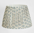 Willow blue pleated lamp shade XL with botanical pattern linen fabric