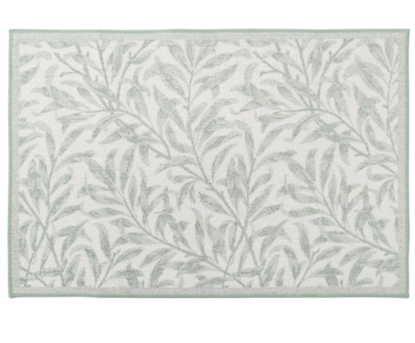 Willow Sage Non-Slip Door Mat 60x90cm featuring a soft sage botanical pattern on a cream base