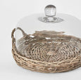 Willow tray with glass dome cover round display