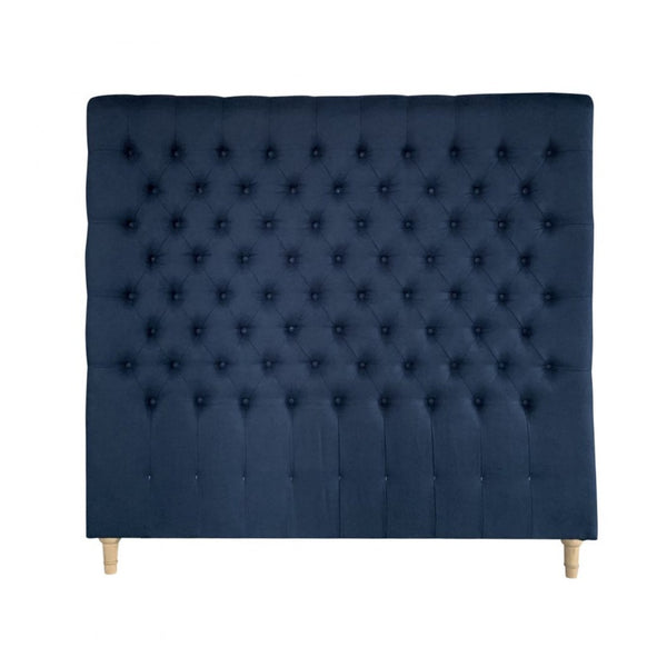 Chesterfield Headboard Blue Navy Linen Queen