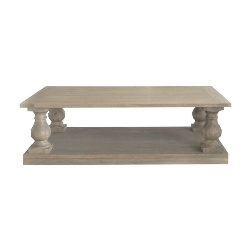 Addison coffee table in natural wood finish adding warmth and texture to a contemporary living room.
