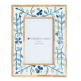 Alaia bone inlay photo frame 4x6 inch with blue floral pattern front view coastal Hamptons decor